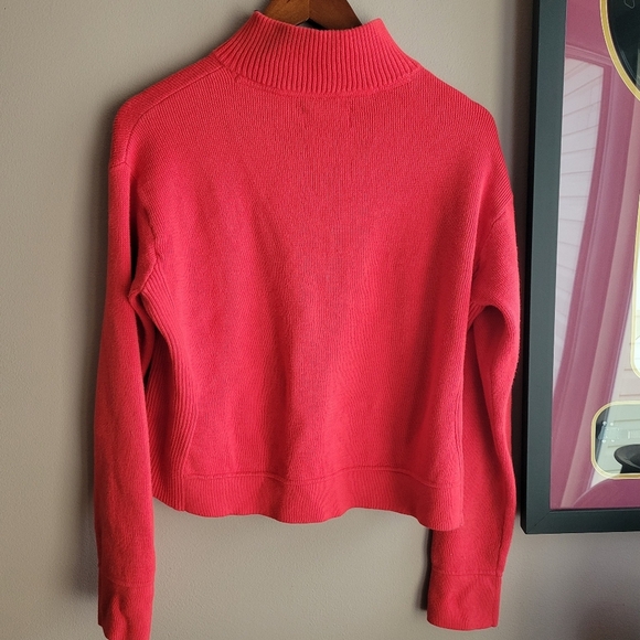 PINK Victoria's Secret Women's Sweater 1/4 Zip Coral Colod Size S/P Long Sleeve - Picture 2 of 11